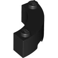 Brick Round Corner 3 x 3 Macaroni with 2 Studs / Black