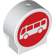 Lego Duplo Brick 1 x 3 x 2 Round Top with White Bus on Red Background Print / White