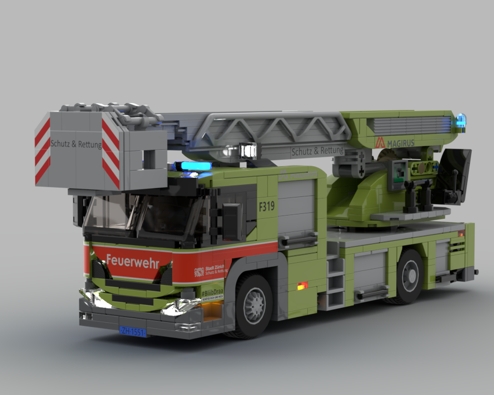 Lego Scania L360 with Magirus Turntable Ladder