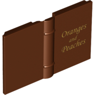Lego Book 2 x 3 with Gold 'Oranges and Peaches' Print / Reddish Brown