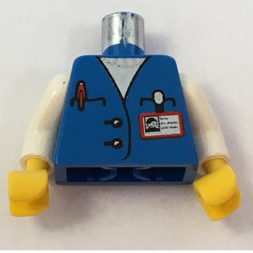 Lego Torso Vest, Assistant Badge, Pen, and Clapboard on Back Print, White Arms, Yellow Hands / Blue
