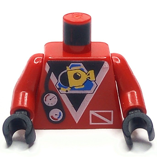 Lego Torso Wetsuit with Submarine Logo and Gauges Print, Red Arms, Black Hands / Red