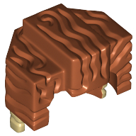 Lego Hair Trapezoid Swept Back with Tan Ends Print / Dark Orange
