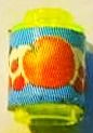 Lego Brick, Round 1 x 1 with Cherries, Grapes and Orange Label Pattern (Sticker) - Set 3159