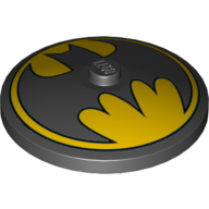 Lego Dish 4 x 4 Inverted [Radar] with Inverse Yellow Batman Symbol Print / Black