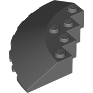 Lego Brick Round Corner 6 x 6 with 33° Slope and Facet Cutout / Dark Bluish Gray