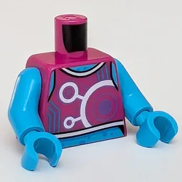 Torso Vest, White Circles and Lines, Dark Azure Skin Print, Dark Azure Arms and Hands / Magenta