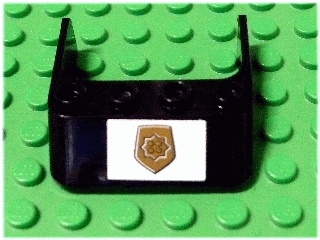 Lego Windscreen 4 x 4 x 1 with World City Gold Police Badge Pattern (Sticker) - Set 7035