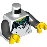 Lego Torso Fur, White and Tatty Panda Costume over Dark Turquoise Shirt Print, Black Arms, Yellow Hands / White