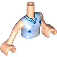 Lego Minidoll Torso Girl, with Bright Light Top, Dark Blue/Silver Stars, Moon / Light Nougat