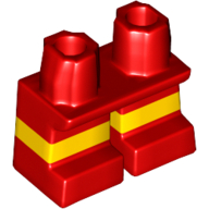 Lego Legs Short with Yellow Stripe Pattern [Multi Color Injection] / Red
