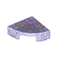 Tile Round 1 x 1 Quarter with Gold Decorations Print / Opal Trans-Purple