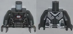 Torso Armor with '002', 'FF446',  'DANGER', and White Rectangle Pattern / Dark Bluish Gray Arms /  Dark Bluish Gray Hands