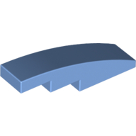 Lego Brick Curved 4 x 1 No Studs [Stud Holder with Symmetric Ridges] / Medium Blue