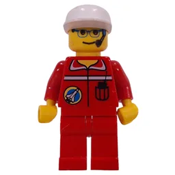 Space Port Ground Crew, Red Jumpsuit, White Cap, Headset and Glasses