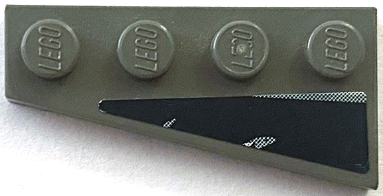 Lego Wedge, Plate 4 x 2 Left with Dark Blue and Gray Swirl Pattern (Sticker) - Set 8161