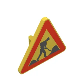 Road Sign Clip-on 2.2 x 2.667 Triangular with Road Works Print / Yellow