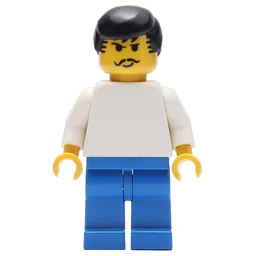 Soccer Player White Torso, Blue Legs, Black Hair, Mustache