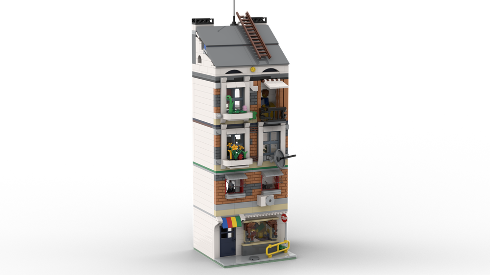 Lego Modular House "kebab shop" with apartments