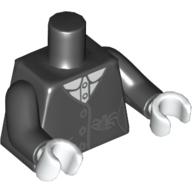 Lego Torso Jacket with Buttons, Spider in Pocket Print, Black Arms, White Hands / Black