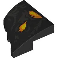 Brick Wedged, Curved 2 x 2 with Stud Notch Right with Yellow/Orange Eyes, Silver Markings Print