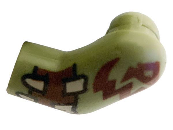 Lego Arm, Left with Reddish Brown Cuff and Zig Zag Tattoos Pattern