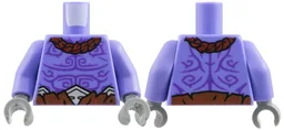 Torso Bare Chest, Dark Red Collar, Dark Purple Tattoos, Reddish Brown Belt with Silver Trim Pattern / Blue Violet Arms / Dark Bluish Gray Hands / Blue Violet