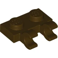 Plate Special 1 x 2 with Clips Horizontal [Open O Clips] / Dark Brown