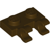 Lego Plate Special 1 x 2 with Clips Horizontal [Open O Clips] / Dark Brown