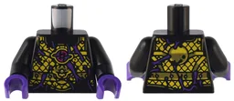 Torso Armor with Yellow and Gold Scales and Mask, Emblem, and Dark Purple Ink Lines Pattern / Black Arms / Dark Purple Hands