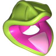 Lego Costume / Mask, Venus Fly Trap with Lime Leaves and Bright Pink Tongue Print / Lime