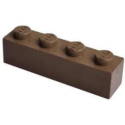 Modulex Brick 1 x 4 with LEGO on Stud / Modulex Brown
