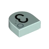 Tile Round 1 x 1 Half Circle with Black 3 (Ear) Print