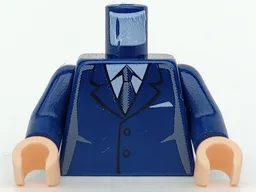 Torso Suit with 2 Buttons, Gray Sides, Black Centerline and Tie Pattern / Dark Blue Arms / Light Nougat Hands