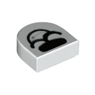 Tile Round 1 x 1 Half Circle with Dog Mouth Open with Star Print