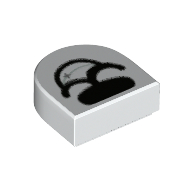 Lego Half Circle with Dog Mouth Open with Star print / White