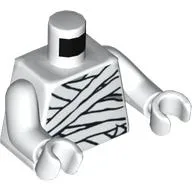 Torso, Glow in Dark Mummy Wrapping Print, White Arms and Hands / White