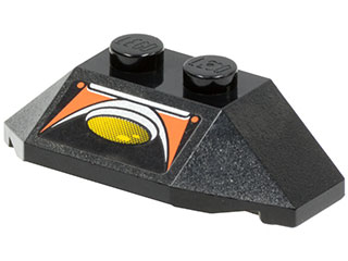 Lego Wedge 2 x 4 Triple with Yellow, Silver and Orange Pattern (Sticker) - Set 8631