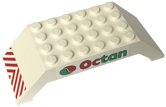 Lego Stickered Assembly 10 x 4 x 2 with Red and White Danger Stripes and Octan Logo Pattern on Both Sides (Stickers) - Set 6582