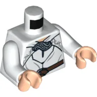 Torso, Robe with Brown Belt and Silver Clasp Print, White Arms, Light Nougat Hands / White