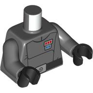Lego Torso, Republican Admiral Uniform, Blue/Red Badge, Black Belt print, Dark Bluish Gray Arms, Black Hands / Dark Bluish Gray