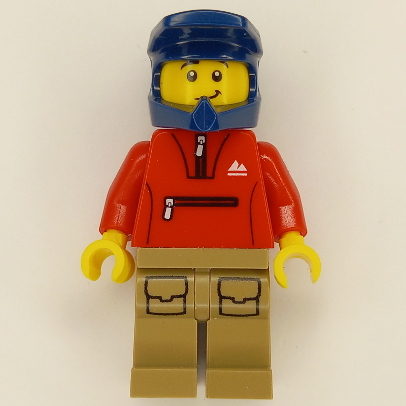 Lego Red Torso, Dark Tan Legs, Dark Blue Helmet