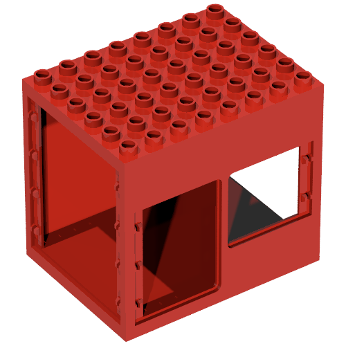Lego Duplo Building 6 x 8 x 6 Drive Through with Door and Window Openings / Red