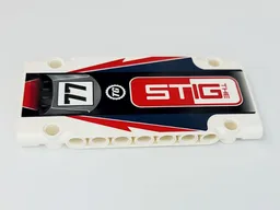 Technic, Panel Plate 5 x 11 x 1 with 'THE STIG', '77', 'TG' Top Gear Logo, and Air Vent on Black, Dark Blue and Red Pattern (Sticker) - Set 42109