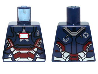 Lego Torso Armor with '002', 'DANGER', White Rectangle and Silver and Red Plates Pattern
