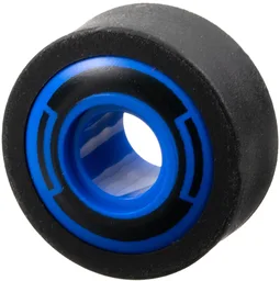 Wheel 11mm D. x 8mm with Center Groove, 8 Spokes and Smooth Side with Black Circle and Arcs Pattern with Black Tire 14mm D. x 6mm Solid Smooth (6683pb01 / 50945) / Blue