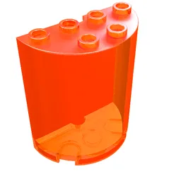 Cylinder Half 2 x 4 x 4 / Trans-Neon Orange