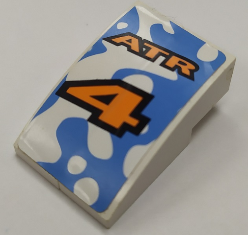 Lego Stickered Assembly 3 x 2 x 1 with Orange 'ATR' and Number 4 Pattern (Sticker) - Set 8657