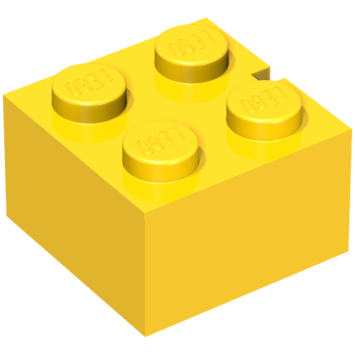 Lego Brick 2 x 2 without Bottom Tubes, Slotted (with 1 slot) / Vintage Yellow