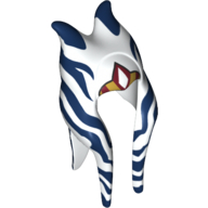 Lego Headdress Togruta Montrals Long, Dark Blue and Orange Ahsoka Print / White